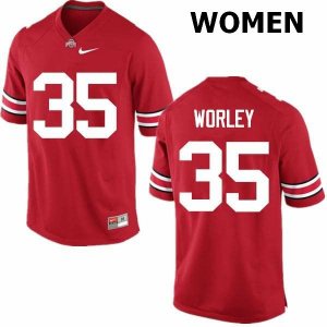 Women's Ohio State Buckeyes #35 Chris Worley Red Nike NCAA College Football Jersey Stock JCO0844YV